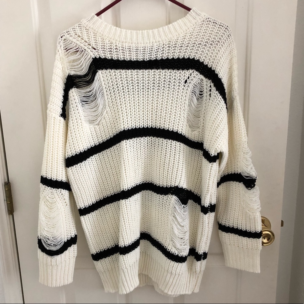 Distressed oversized sweater